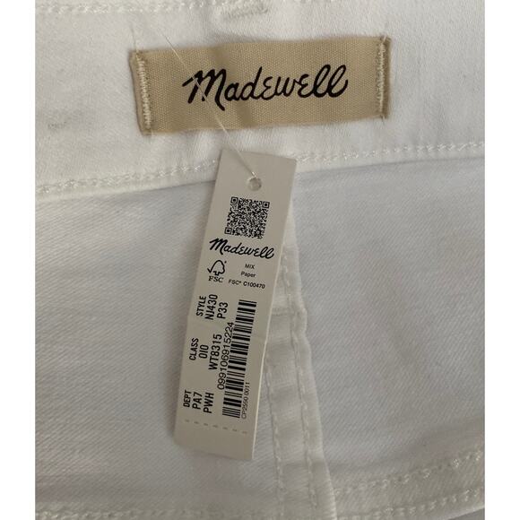 NWT Madewell Mid-Rise Kick Out White Denim Jean Size 33P Stretch Comfort Casual - Picture 6 of 9